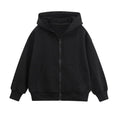 Kids Girls Boys Zipper Long Sleeves Pullover Solid Color Hoodie Sweatshirt Zip Up Hooded School Wear Jacket Sweat Hoodie Casual Warm Coats Top Childrens Unisex