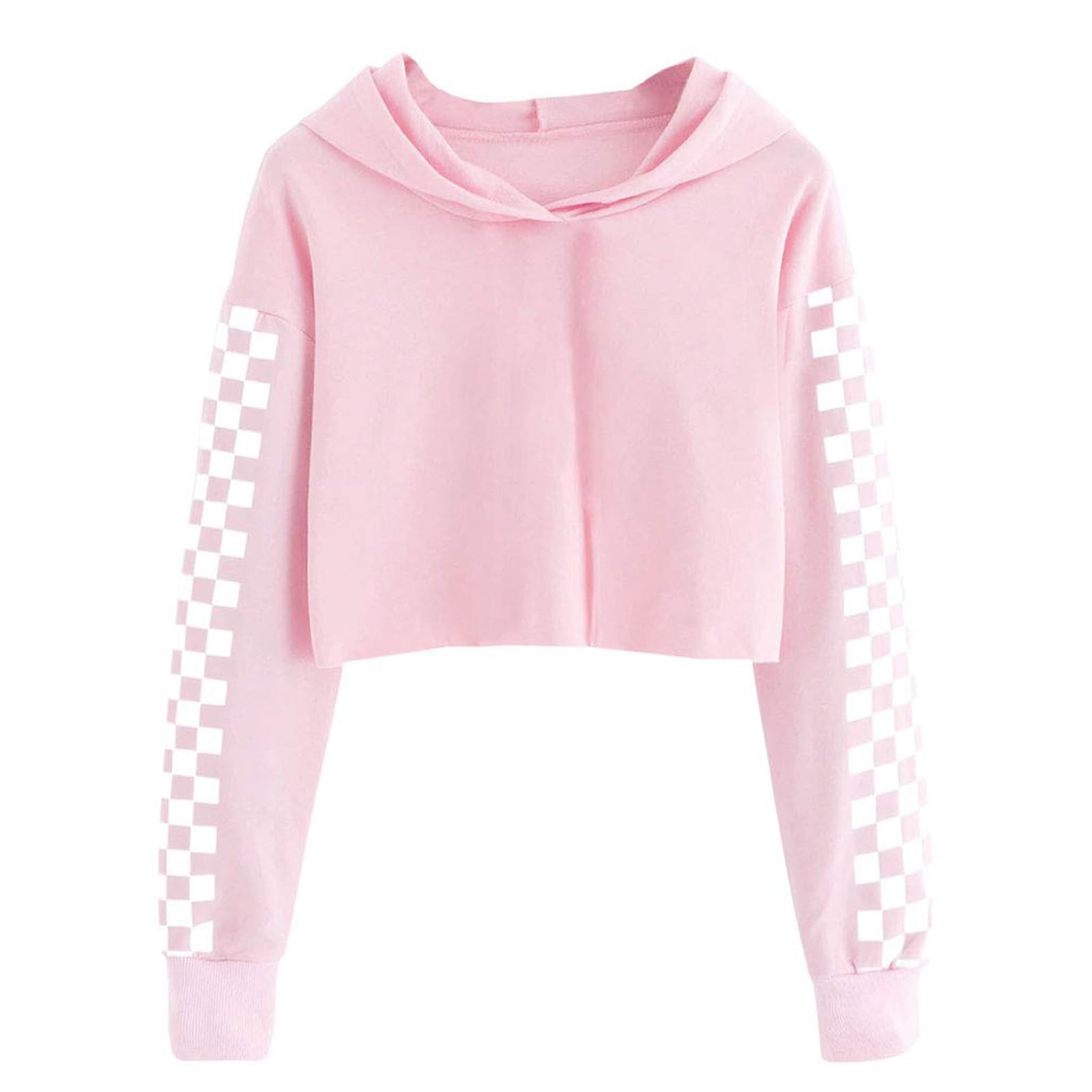 Kids Hoodies For Girls Crop Top Plaid Long Sleeve T Shirts Boys Hooded Sweatshirt Casual Clothes