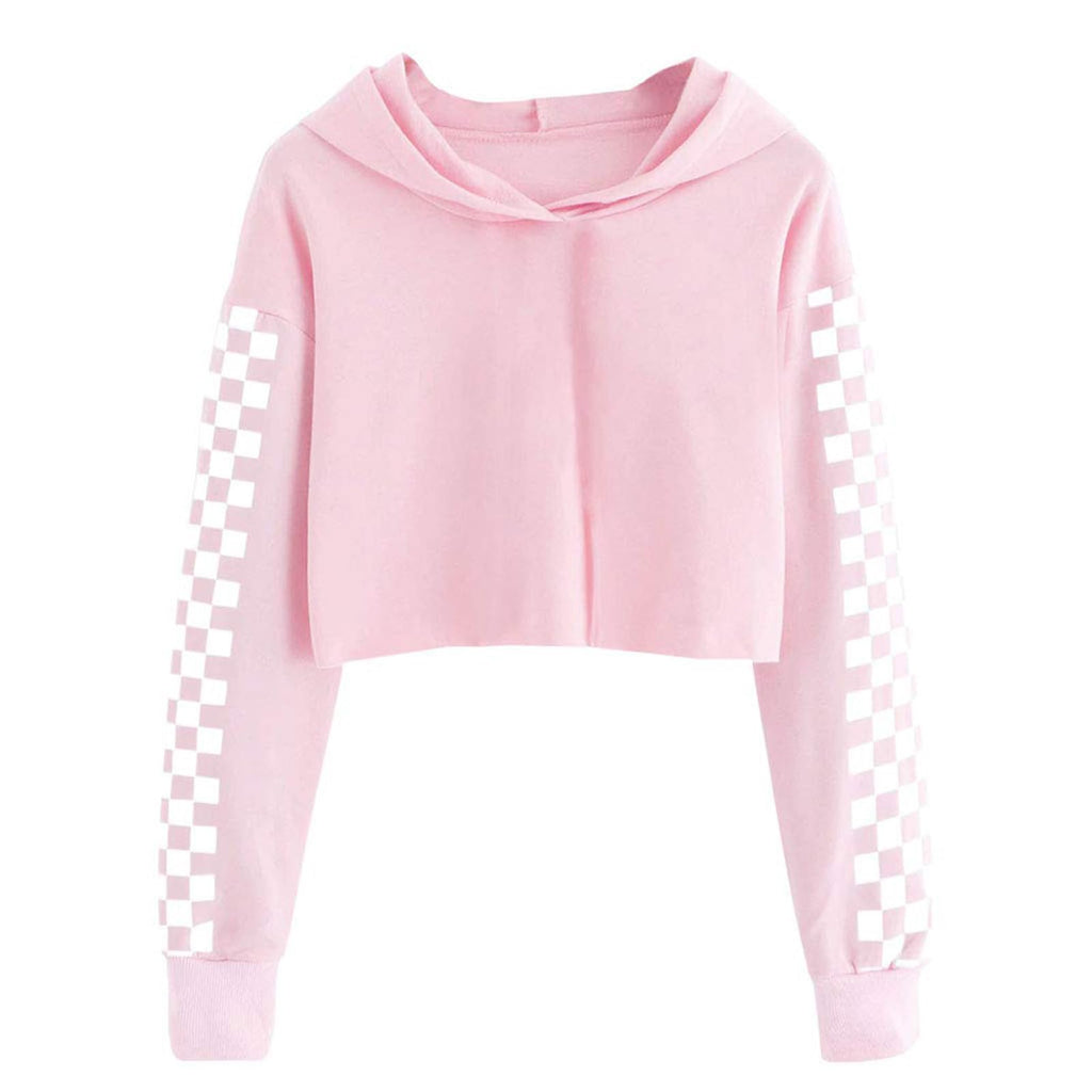 Kids Hoodies For Girls Crop Top Plaid Long Sleeve T Shirts Boys Hooded Sweatshirt Casual Clothes