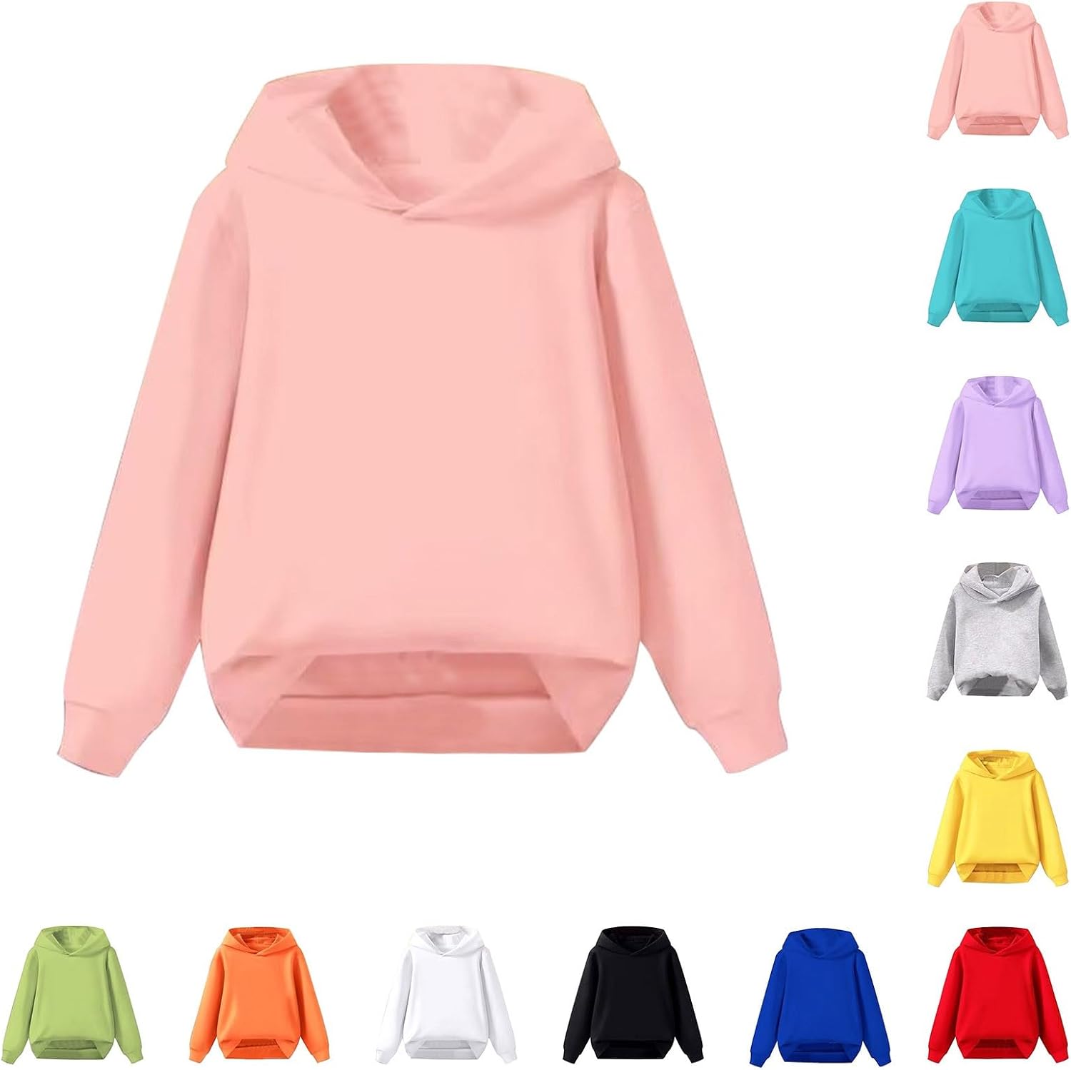 Kids Fashion Hoodies Oversized Thin Pullover Hooded Sweatshirts Boys Girls Long Sleeve Plain Cute Sweater Clothes Lightweight Casual School Trendy Hoodie