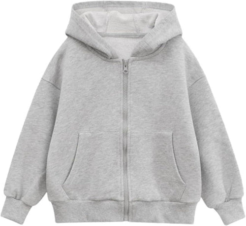 Kids Girls Boys Zipper Long Sleeves Pullover Solid Color Hoodie Sweatshirt Zip Up Hooded School Wear Jacket Sweat Hoodie Casual Warm Coats Top Childrens Unisex