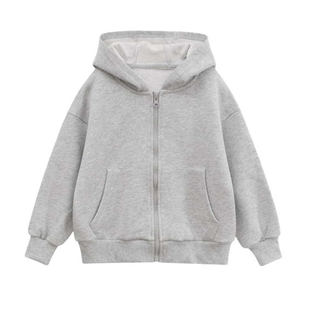 Kids Girls Boys Zipper Long Sleeves Pullover Solid Color Hoodie Sweatshirt Zip Up Hooded School Wear Jacket Sweat Hoodie Casual Warm Coats Top Childrens Unisex